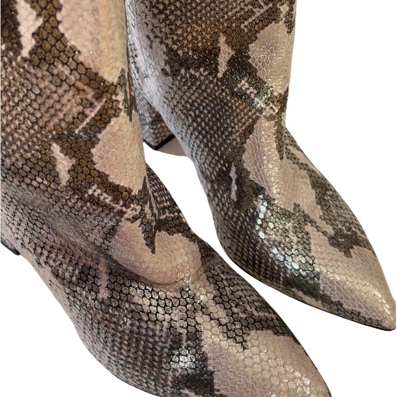 ***SOLD*** Paris Texas | Gold and Black Block Heel High Metallic Boots - Picture 9 of 15